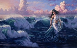 Aphrodite (Venus) Greek Goddess at sea - Art Picture