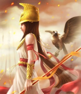 Athena (Minerva) Greek Goddess at dawn - Art Picture