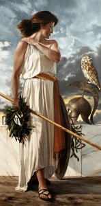 Athena (Minerva) Greek Goddess resting - Art Picture