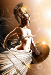 Athena (Minerva) Greek Goddess under sunlight - Art Picture